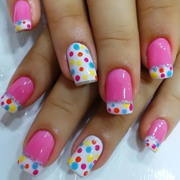 Pink Polka Dot Themed Fake Press On Nails NWT - Picture 6 of 11
